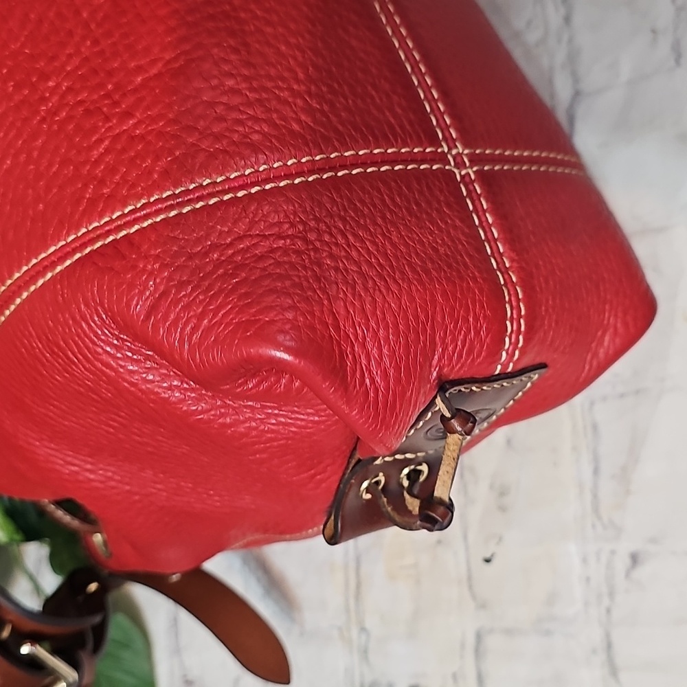 Dooney & Bourke Red Pebble Leather Drawstring  Bag EUC - Picture 7 of 15